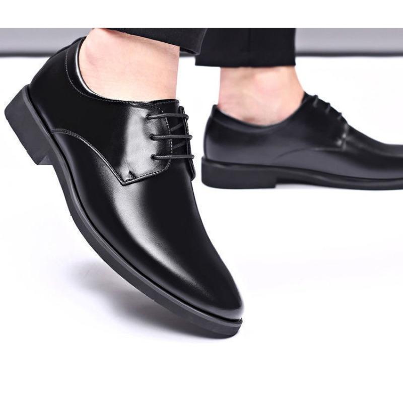 Men's Genuine Cow Leather Lace-up Casual Shoes, Non-slip, Comfortable & Lightweight, Versatile Leather Footwear