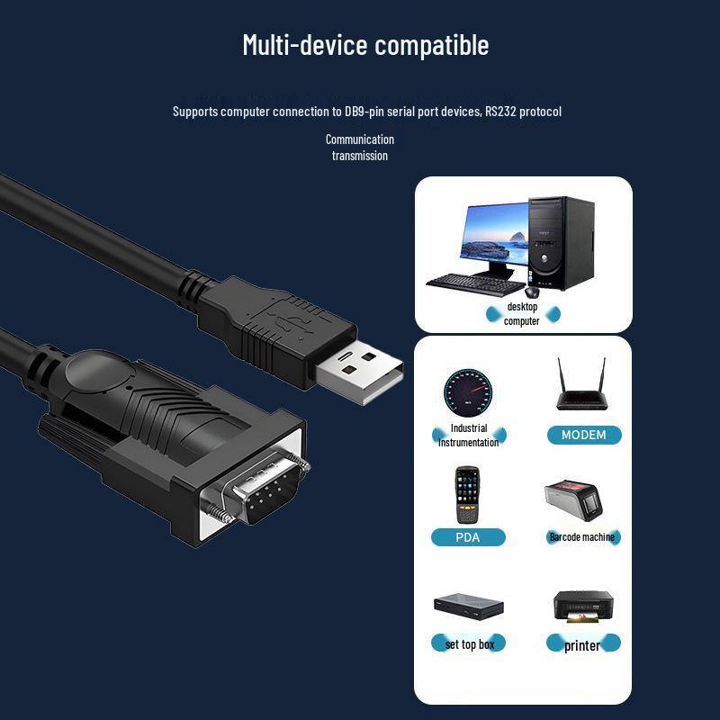 Industrial-Grade USB To RS232 DB9 Male COM Port Debug Cable, FT232