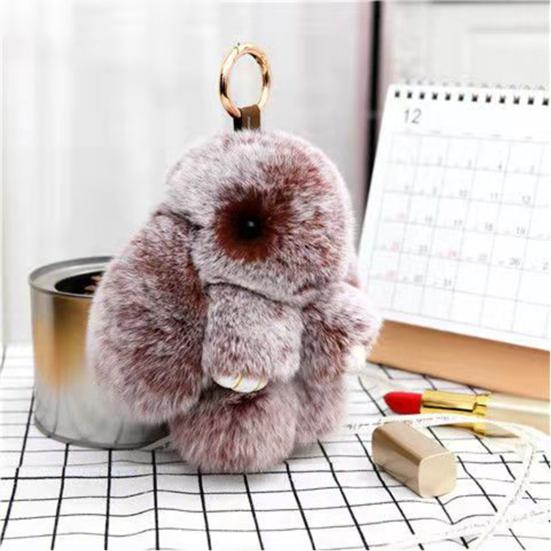 Frosted Bunny Plush Keychain 15cm Soft Faux Rabbit Fur Pendant for Bags Keys Cute Standing Stuffed Animal Adorable Birthday Gift for Girls Rabbit