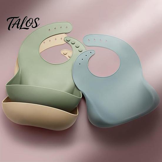 Easy Clean Toddler Bibs Silicone Baby Bib, Waterproof Soft Adjustable Feeding Durable Large Pocket Food Catch Bib for Babies And Toddlers Comfortable