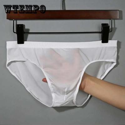 Men's Ice Silk Briefs Large Size Seamless Transparent Underwear