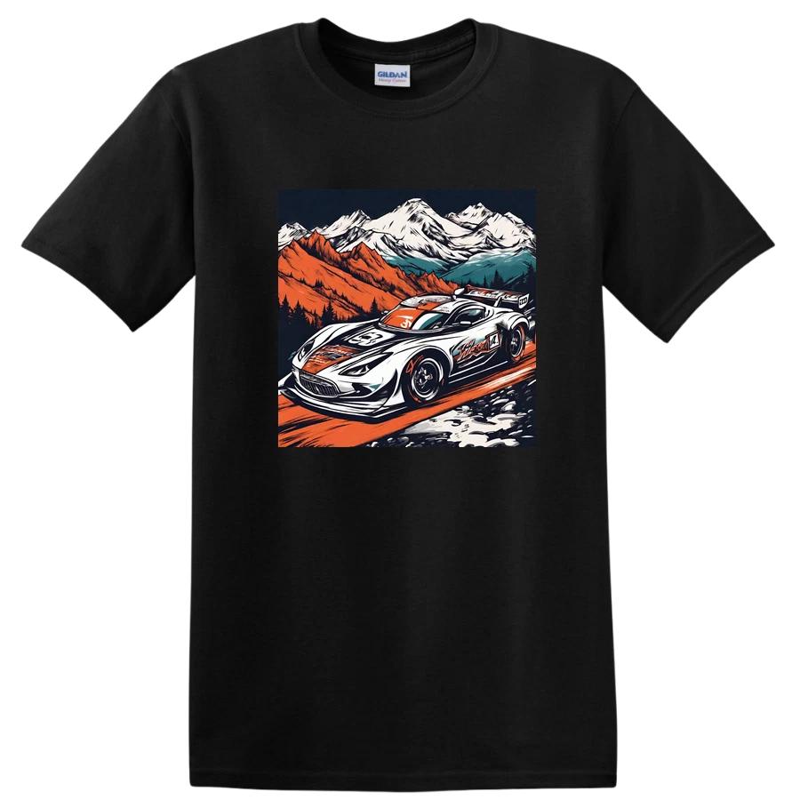 Racing Car Mountain Adventure Graphic T Shirt Cool Car Tee for Drivers XL