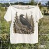 Vintage Raven Bird Graphic Tee, Dark Forest Wildlife Shirt, Gothic Woodland Nature Style Top, Comfort Colors® Raven Gift Tee