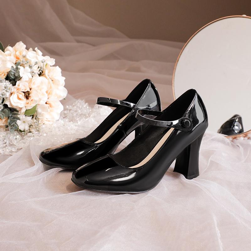 Fashion 2024 Summer New Fashion Round Head Leather Solid Color Light Mouth Mary Jane Women's Shoes Comfortable Single Shoes for Women