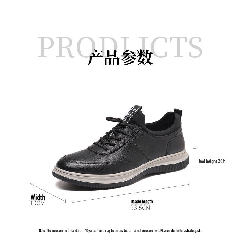 Red Dragonfly Men's Waterproof No-Tie Leather Travel Shoes - 2025 Black Cowhide Wear-Resistant Sports Shoes