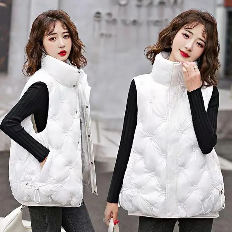 

Осень и зима Женский толстый пуховый жилет Женская версия жилетов Яркая куртка с потертостями S белый