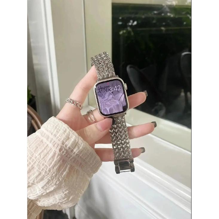 

New stainless steel For Apple Watch band women Series Ultra 10/9/8/7/6 38mm 40mm 41mm 42mm 44mm 45mm 46mm Strap 38mm40mm41mm 42mmS10 серебряный