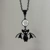 Gothic Black Bat Moon Pendant Necklace - Halloween Edition