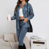 Plus Size Leopard Print Button-Up Jacket with Long Sleeves for Autumn/Winter