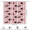 Whimsical Witchy Halloween Decor Shower Curtain Black Cats Bats Pattern Pink Background Polyester Fabric Perfect For Fall Decora