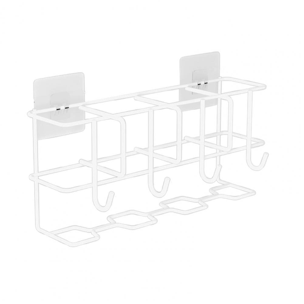 

30/40cm Umbrella Storage Rack Wall Mount Coat Rack With 6 Hangers Hollow Hat And Clothing Organizer For Bathroom Living Room