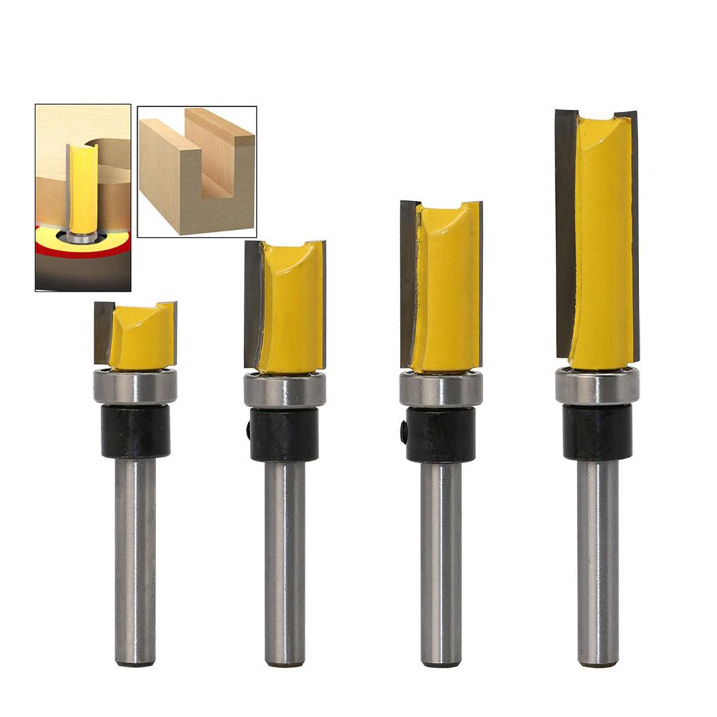 4pcs Mill Router Bit Set 1/4 Shank Milling Bit Straight End Milling Trimmer Alloy Woodworking Tool