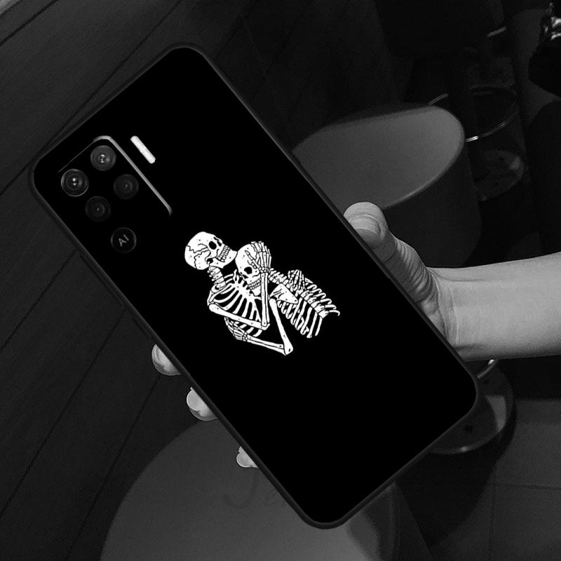 Skeleton Lovers Skull Case For Oppo A18 A38 A58 A78 A98 A60 A80 A40 A96 A76 A16 A94 A74 A54 A15 A17 A57 A77 A5 Pro