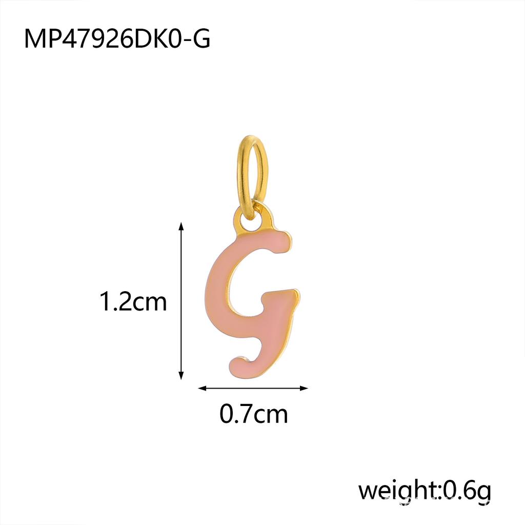 CARLIDANA Simple Gold Plated Stainless Steel Jewelry Alphabet Pendant Small Mini Colorful Oil Drop Initial Letter Necklace