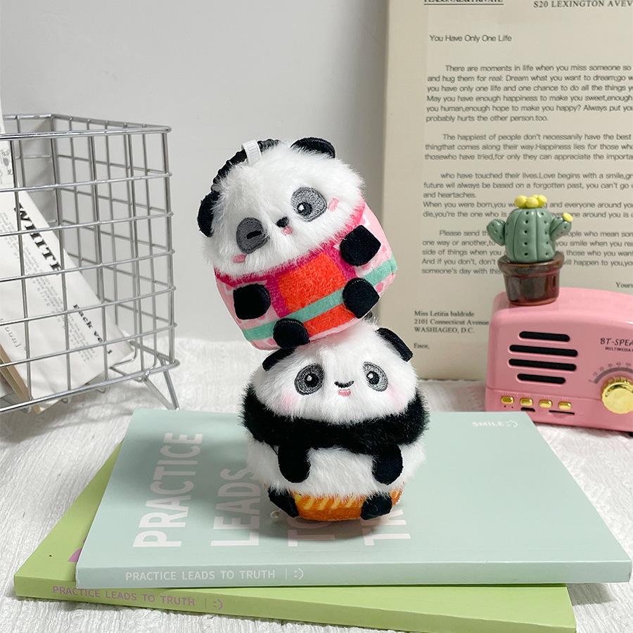 Adorable Round Panda Plush Keychain - Perfect Gift or Bag Charm