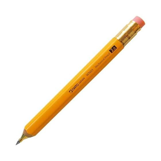 Auto Mechanical Pencil, Wooden Barrel Sharp WN03 WN03-SP20-YL, Thick Barrel Ideal for Drawing, Pencil-like Wooden Barrel Sharp, Thick Barrel 2.0mm