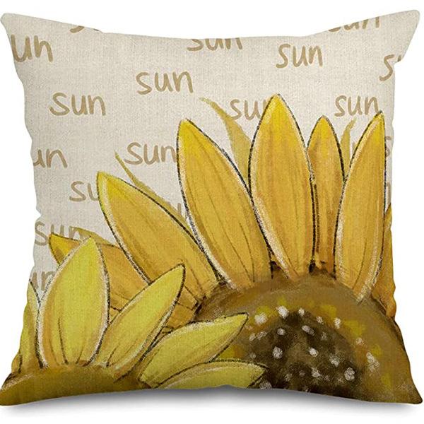 Summer Sunflower Pillow Case Linen Print Sun Flower Home Sofa Pillow Plant Flower Pillow