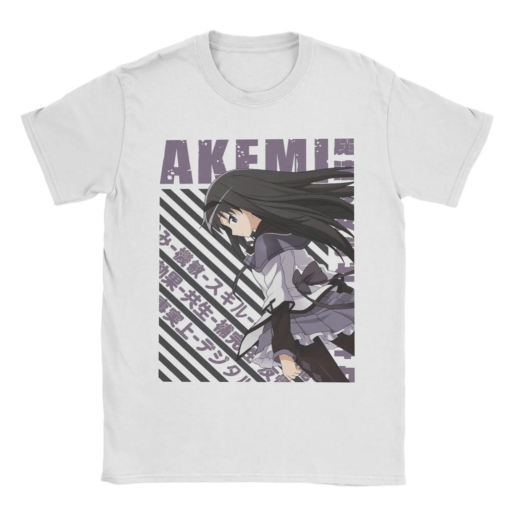 Puella Magi Madoka Magica Homura Akemi Vintage T-Shirt, Unisex Anime Fan Streetwear Tee, 100% Cotton Casual Short Sleeve Top