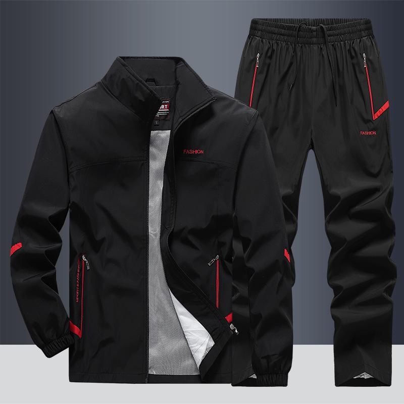 Men's Spring/Autumn Long Sleeve Casual Sports Suit - Middle-aged & Elderly Running Wear
