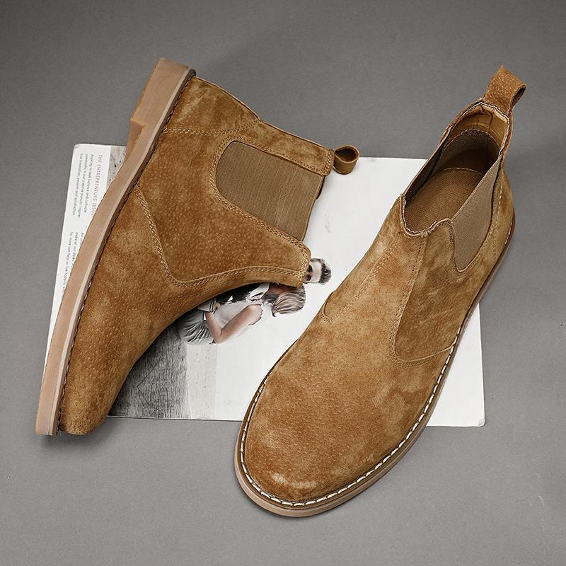 Stivali Uomo Pelle Scamosciata Scarpe Invernali Scarponi da Neve Stivali da Neve Caldi Chelsea Alla Caviglia da Uomo Business Slip-On Stivale Stivale da Cowboy Botas