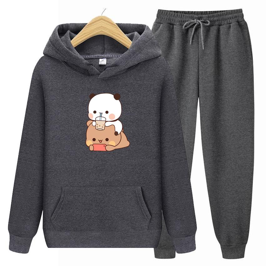 Bubu And Dudu Drink Bubble Tea Print Ženy Súprava mikiny Kawaii Dámska mikina Harajuku Oblečenie s voľným dlhým rukávom