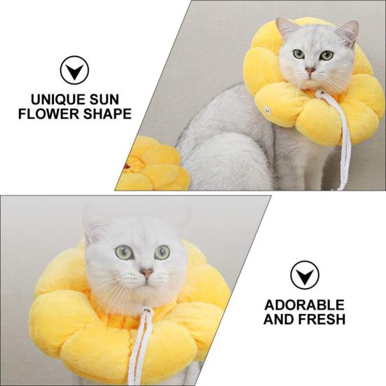 Adjustable Anti Bite Licking Wound Healing Safety Collar, Postoperative Cat Rehabilitation Collar, Sunflower Shaped Soft Filling Neck Cone
