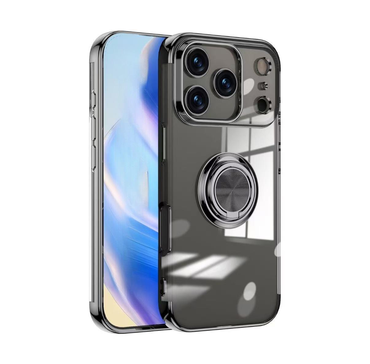 

Plating Ring Holder Phone Case For Iphone 17Air 17Pro 17 16 15 14 13 12 Pro Max Plus Car Magnetic Transparent Cover Funda Coque iPhone17