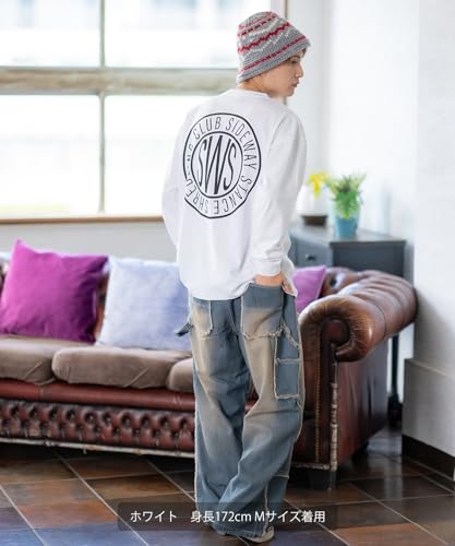 IMPROMES Casual SIDEWAYSTANCE Circle Logo Long Sleeve T-Shirt, Men's, Black