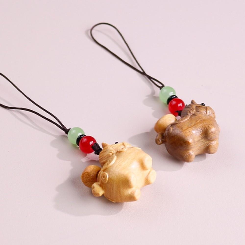Ornament Wooden Horse Keychain Chinese Style Carved Foal Pendant Zodiac Horse Pendant Bag Charm