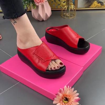 Flat Slippers Women's Fashion Outside Wear Wedge Heels Thick Sole Women's Shoes Casual Fish Mouth Women's Slippers