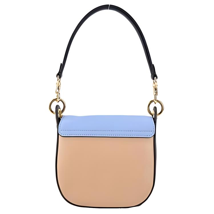 Coach Kleo 17 Saddle Buckle Color Block Flap Leather Underarm Crossbody Shoulder Bag Small Women bags Light-Blue Khaki C8744-IMTUZ
