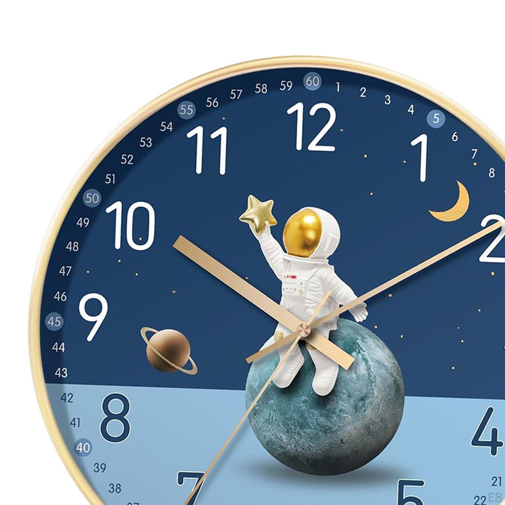 -Wall Clock Non Silent 8 Inch Nursery Bedroom Kids