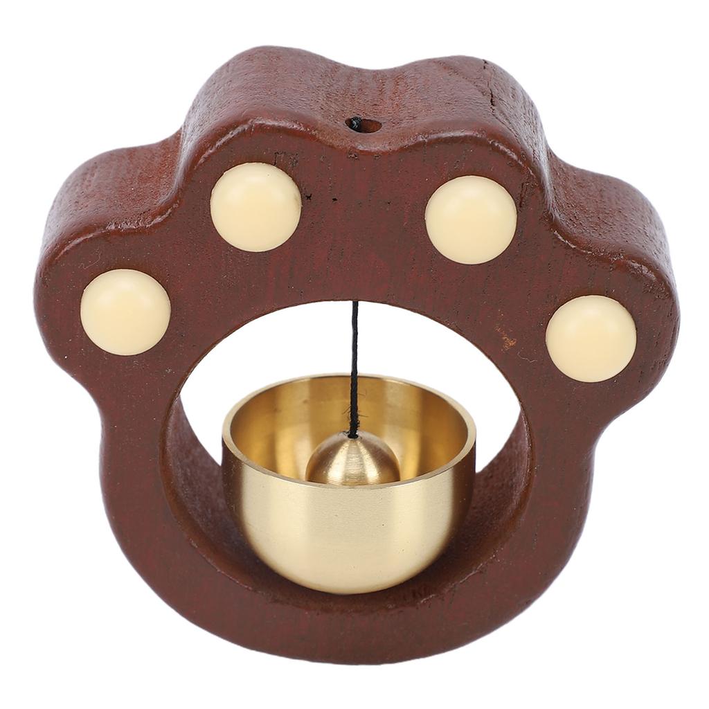 Cat Paw Shopkeeper Bell Wooden Door Chime with Brass Bell Magnetic Installation for Home Office Cabin Tent Walnut Color