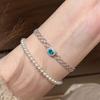 Blue square Sparkling Diamonds Fine Lace Strap Bracelet for Women Light Luxury high-quality Bracelet Party  Gifts