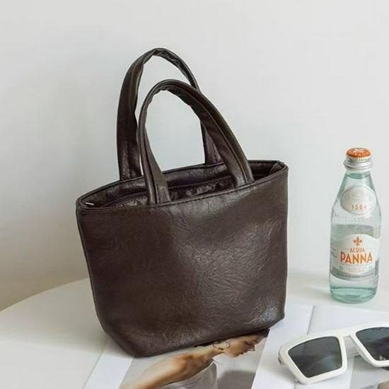 New Women's Small Leather Handbag - Fashionable Solid Color Mini Makeup Bag