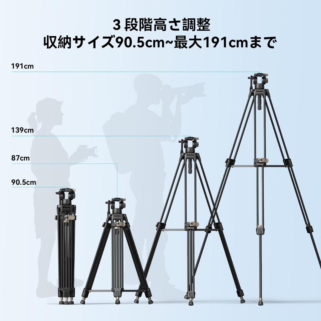 SmallRig Aluminum Alloy Tripod Kit Capacity 8kg Height Video Head Video Shooting Camera Tripod 4163 AD-80 [Load 87~191cm]