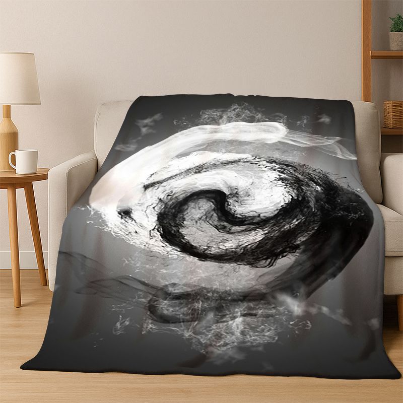 Yin Yang Symbol Chinesisches Tai Chi Flanelldecke Weiche Warme Überwurfdecke für Schlafzimmer Wohnzimmer Bett Reisen Camping Picknick Geschenk