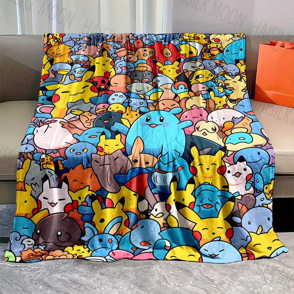 1PC Cartoon Pokémon Characters Print Blanket Fluffy Plush Sofa Bed Blanket for Kids Adults Travel Camping Supplies Car for Gifts