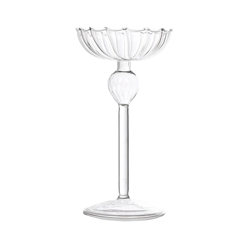 

Glass Tall Feet Candlestick Craft Candle Holder Stand Home Decoration for Living Room Bedroom Office Tabletop Small