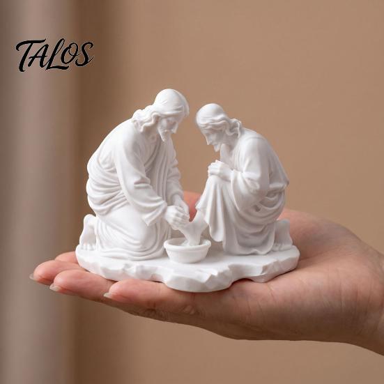 Minimalist Prayer Table Decor 3D Printed Foot Washing Figurine Ornament, Religious Desktop Statue, Delicate Resin Crafts Spiritual Decoration for Home