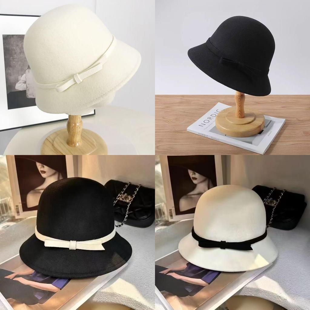 Classic Plush Hat With Butterfly Bow For Ladies Cold Weather Accessory