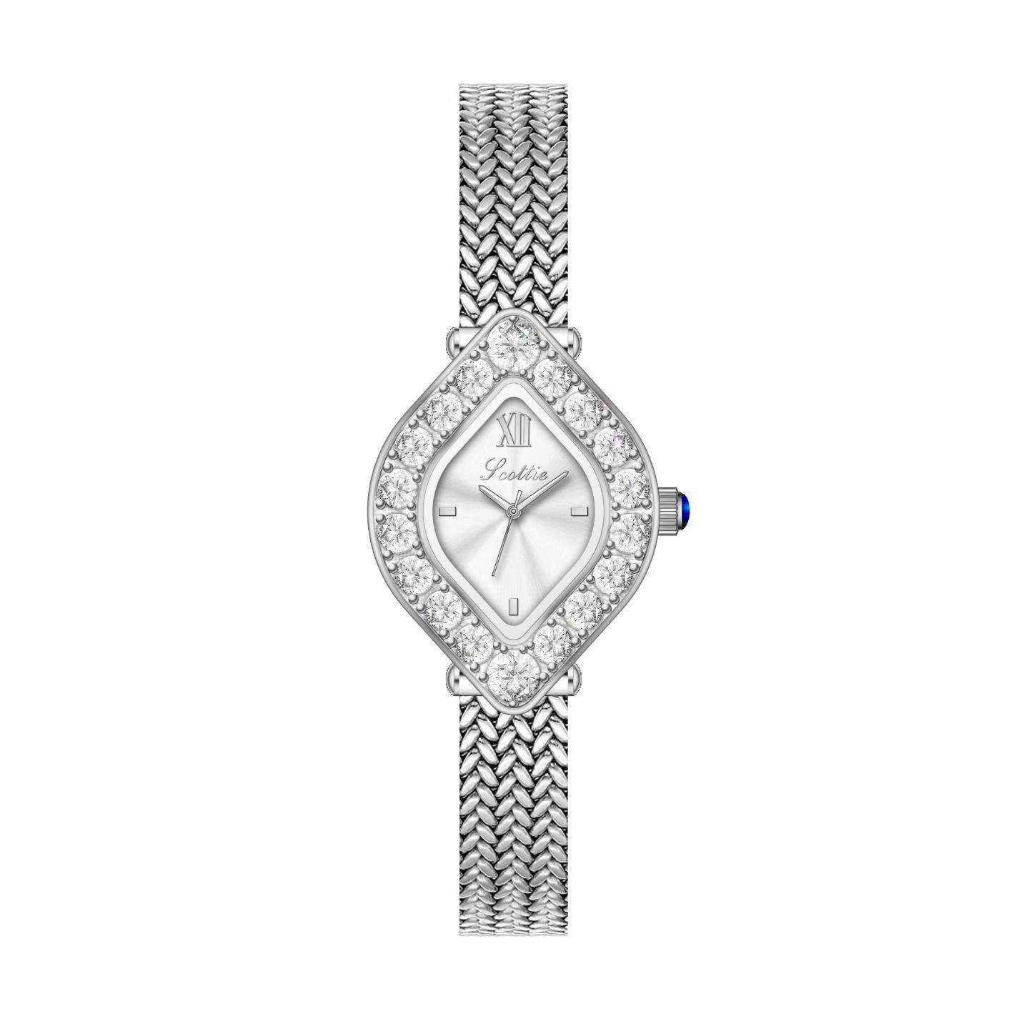 9826 diamond-encrusted diamond bracelet women s watch wheat ear mesh belt серебряный