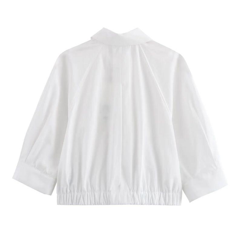 Fashion Style 2024 Summer New Women's Clothing Slim Looking Versatile Mid-Length Sleeve Stretch Short Shirt 9479062 251