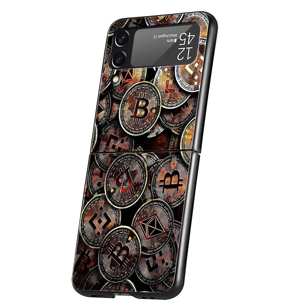 

Hard PC Phone Case For Samsung Galaxy Z Flip 6 5 4 Black Cover For Galaxy Z Flip 3 Foldable Shockproof Shell Capas Bags Bitcoin Z Flip