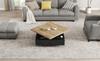 Multifunctional Square 360 Degrees Swiveling Coffee Drawer, High-Gloss 2-Tier Table and Storage Cabinet, Side Table, Natural Wood + Black