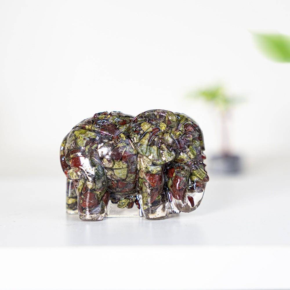Natural Gemstone Crystal Decor Elephant Resin Art Home Gift For Special Occasions