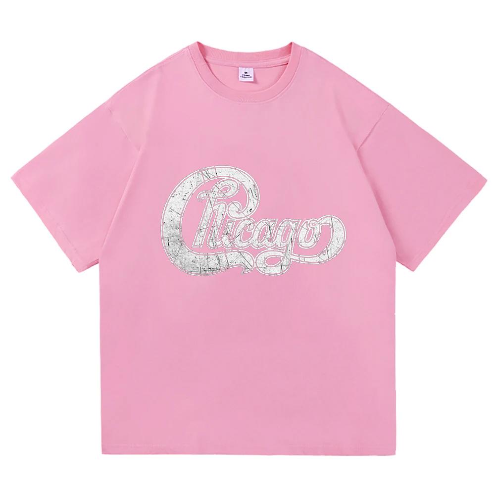 Chicago America's Band Logo Printed Tshirt Short Sleeve Cotton Fashion Female T-shirt Unisex Streetwear Casual Women Men T Shirt