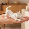 Minimalist Desktop Ornament for Office Cute Dog Pen Holder, 3D Printed Pencil Stand, Small Kawaii Puppy Figurine Rack Stretching Desk Organizer