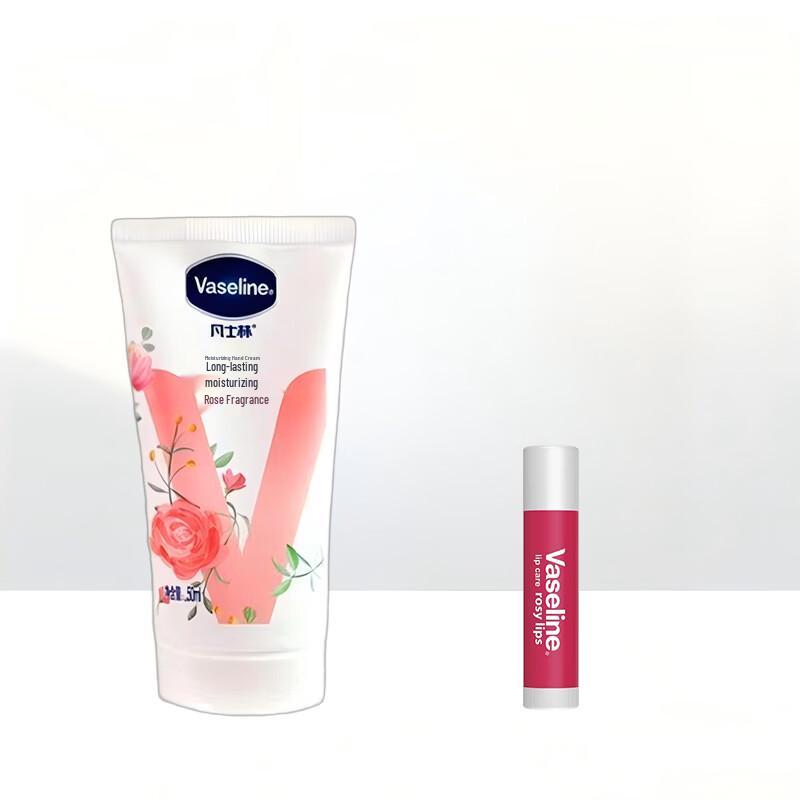 Набор: Бальзам для губ Vaseline Rose и Крем для рук