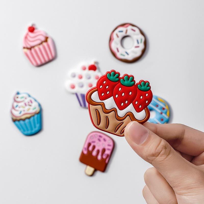 Soft Rubber Cake, Fridge Magnet, Magnetic Sticker, Doughnut, Creative Cartoon Magnetic Sticker, Ice Cream